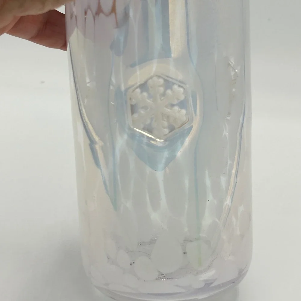 Anthropologie Festive Confetti Icon Juice Glass Tumbler Snowflake Iridescent